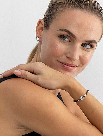 Luxenter Bracelet en argent 925 et zirconium rhodié - Bouton