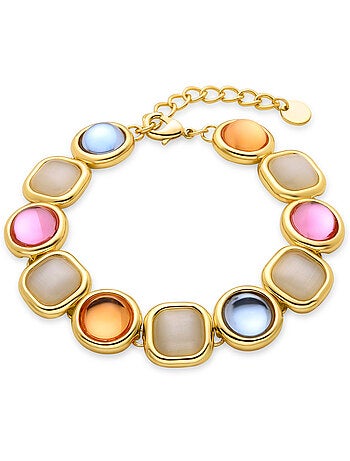 Luxenter Bracelet en cristal multicolore fini et plaqué or 18k - Mantis