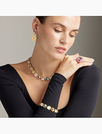Luxenter Bracelet en cristal multicolore fini et plaqué or 18k - Mantis