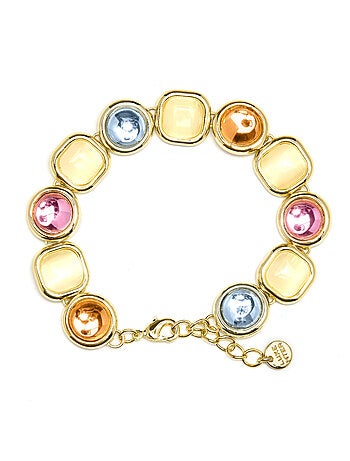 Luxenter Bracelet en cristal multicolore fini et plaqué or 18k - Mantis