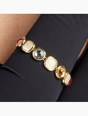 Luxenter Bracelet en cristal multicolore fini et plaqué or 18k - Mantis