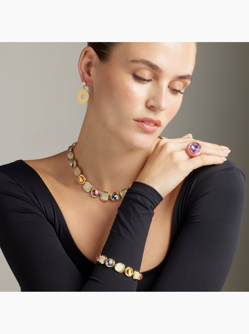 Luxenter Bracelet en cristal multicolore fini et plaqué or 18k - Mantis Multicolore - Kiabi