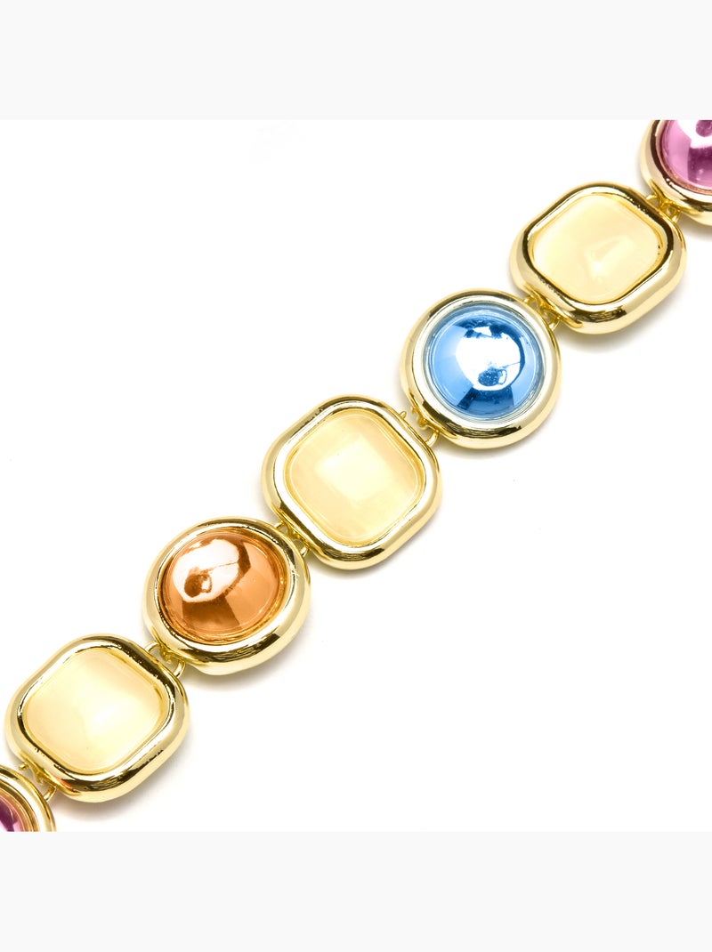 Luxenter Bracelet en cristal multicolore fini et plaqué or 18k - Mantis Multicolore - Kiabi