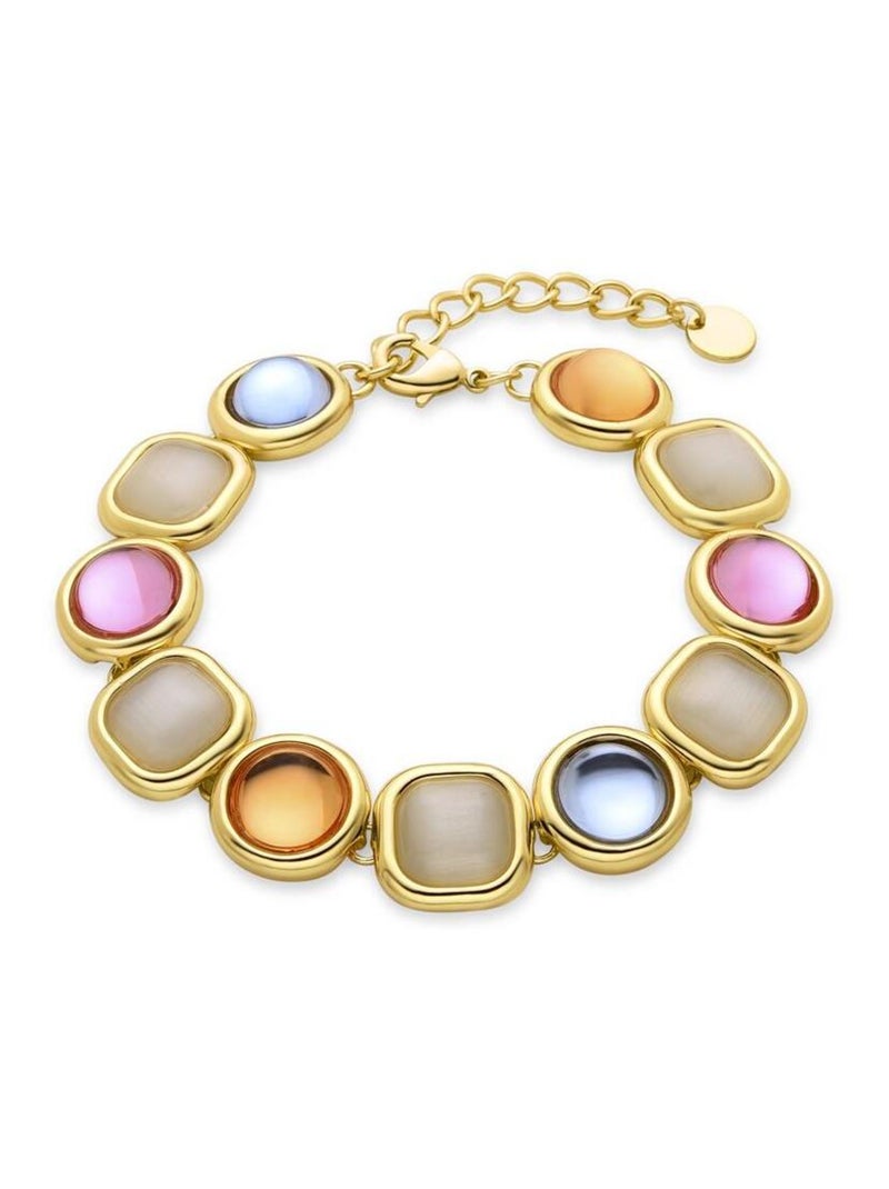 Luxenter Bracelet en cristal multicolore fini plaqué or jaune 18K - Mantis Multicolore - Kiabi