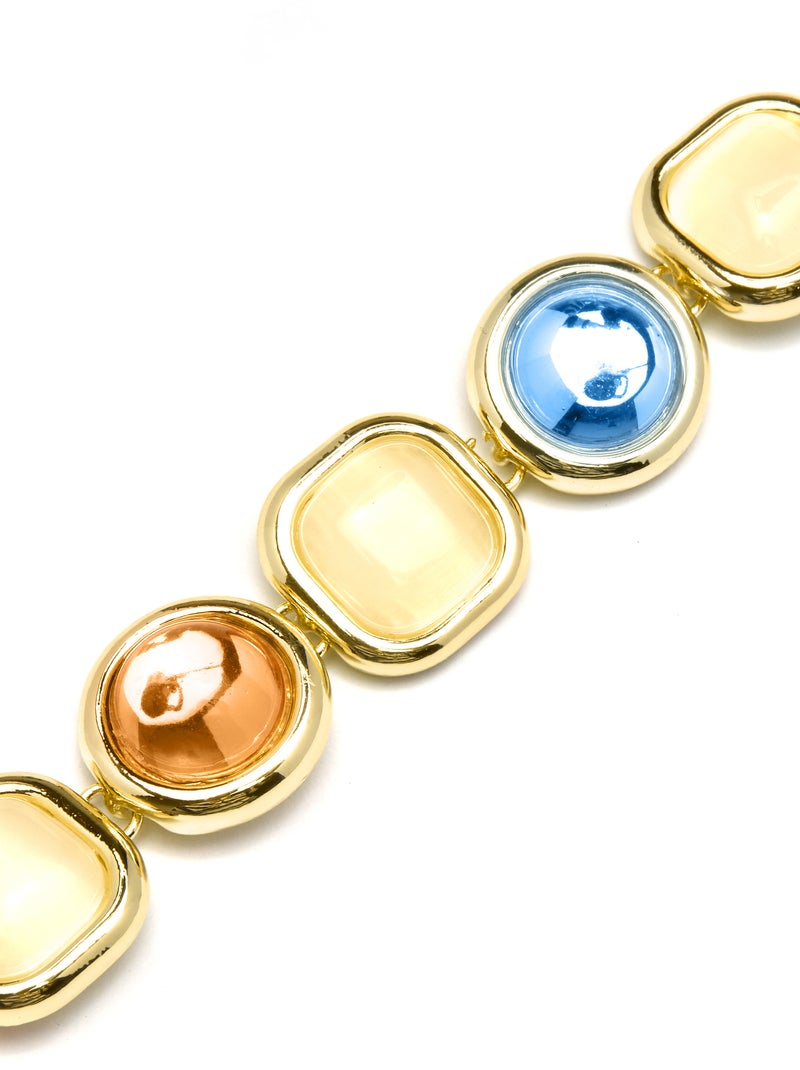 Luxenter Bracelet en cristal multicolore fini plaqué or jaune 18K - Mantis Multicolore - Kiabi