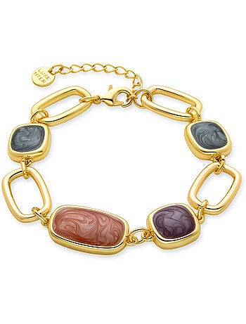 Luxenter Bracelet en résine multicolore et plaqué or 18k - Orzur