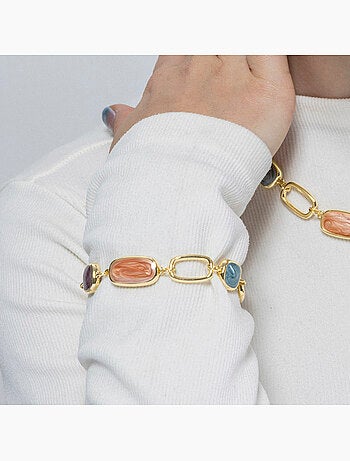 Luxenter Bracelet en résine multicolore et plaqué or 18k - Orzur