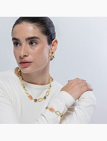 Luxenter Bracelet en résine multicolore et plaqué or 18k - Orzur