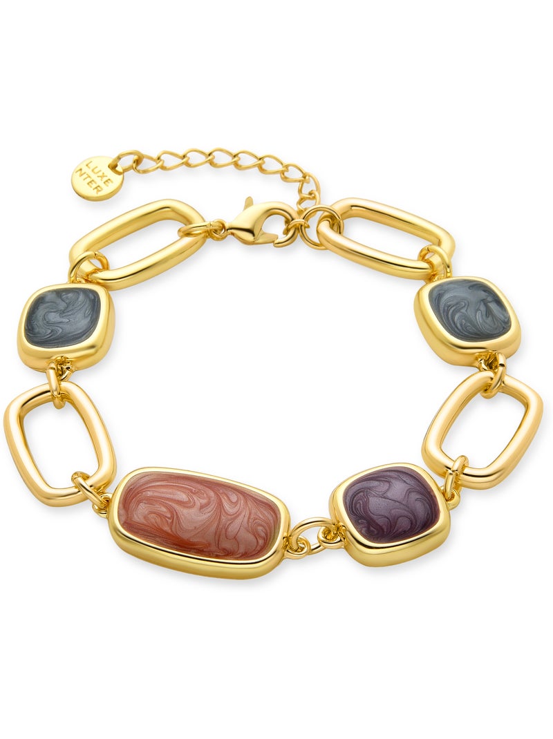 Luxenter Bracelet en résine multicolore et plaqué or 18k - Orzur Multicolore - Kiabi