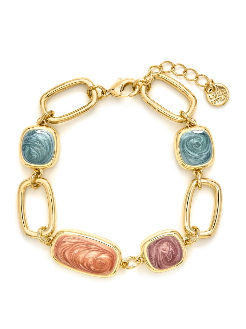 Luxenter Bracelet en résine multicolore et plaqué or 18k - Orzur Multicolore - Kiabi