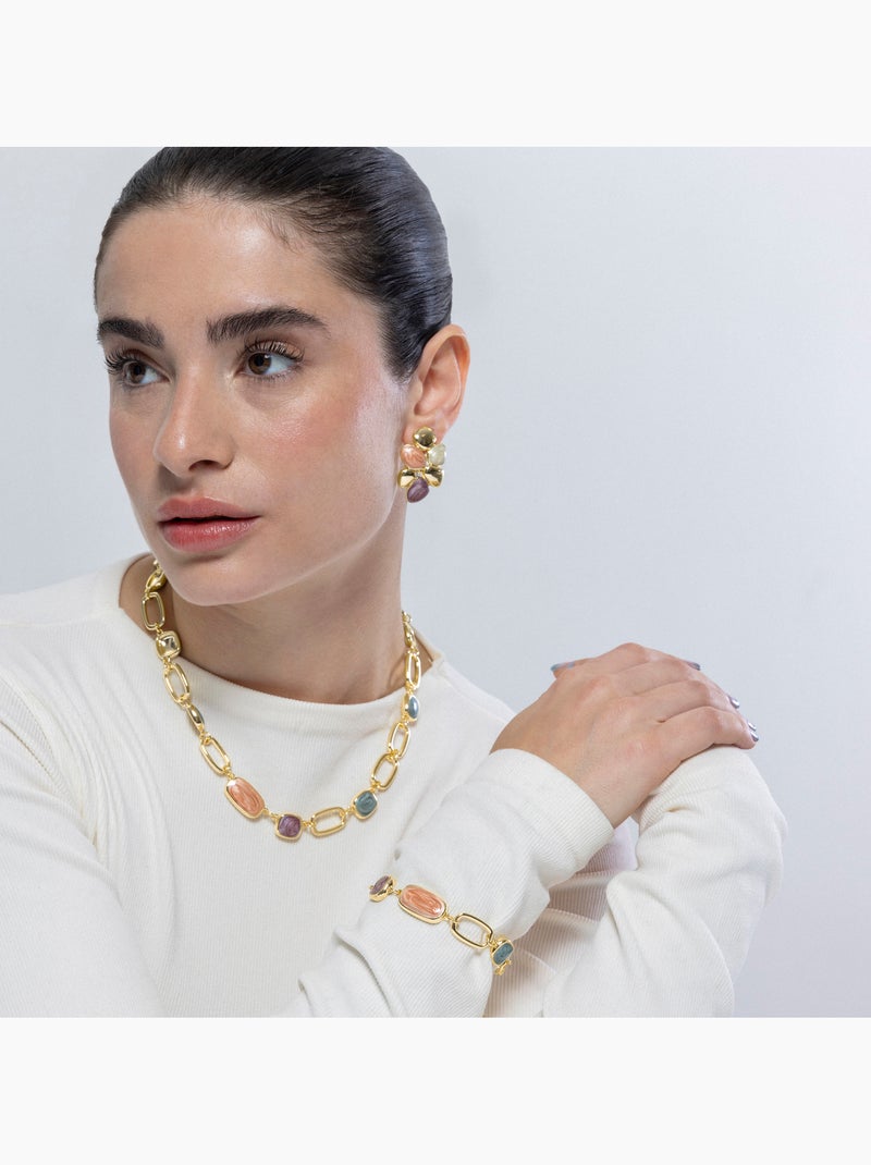 Luxenter Bracelet en résine multicolore et plaqué or 18k - Orzur Multicolore - Kiabi