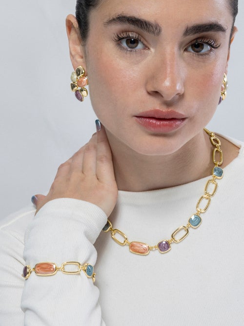 Luxenter Bracelet en résine multicolore finie plaqué or jaune 18K - Orzur - Kiabi