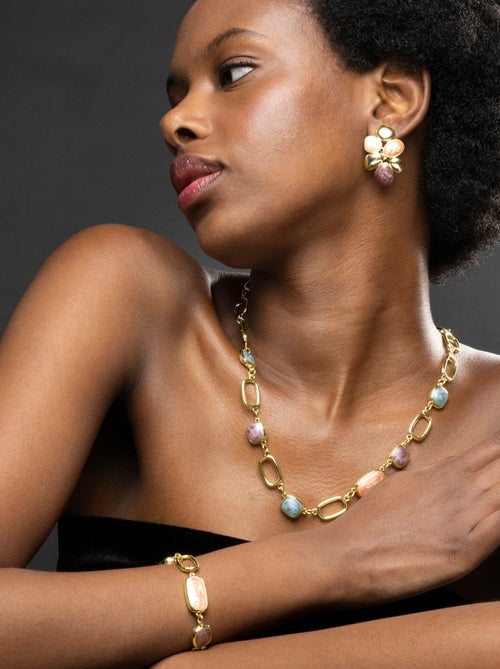 Luxenter Bracelet en résine multicolore finie plaqué or jaune 18K - Orzur - Kiabi