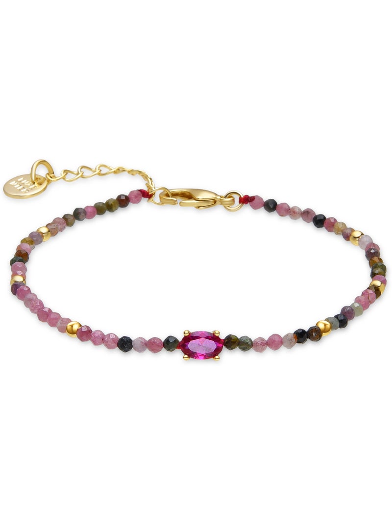 Luxenter Bracelet en Tourmaline multicolore et plaqué or 18k - Baim Multicolore - Kiabi