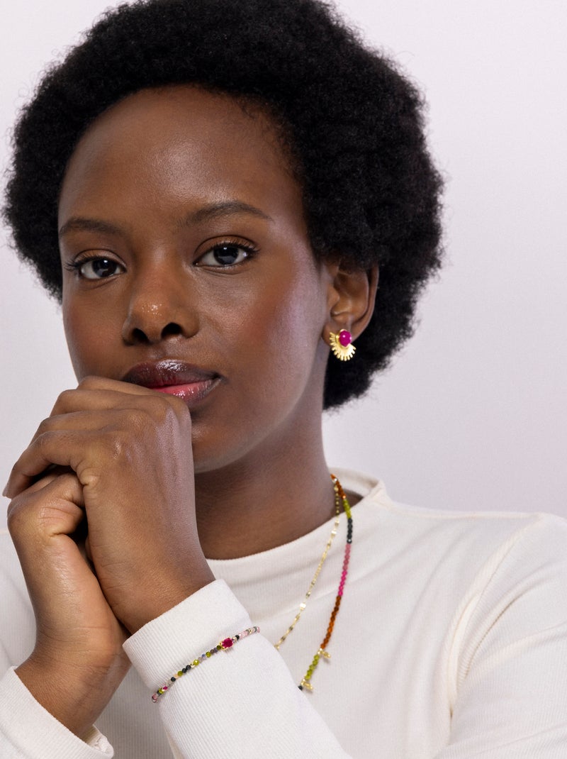 Luxenter Bracelet en Tourmaline multicolore et plaqué or 18k - Baim Multicolore - Kiabi