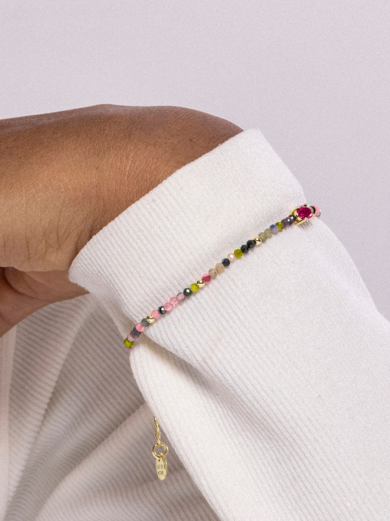 Luxenter Bracelet en Tourmaline multicolore et plaqué or 18k - Baim Multicolore - Kiabi