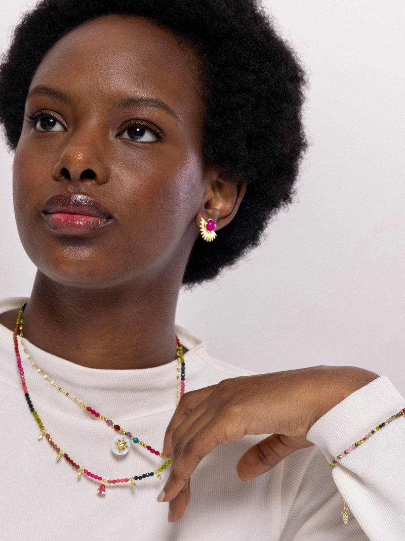 Luxenter Bracelet en Tourmaline multicolore finie plaqué or jaune 18k - Baim Multicolore - Kiabi