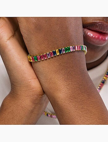Luxenter Bracelet en zircon multicolore fini et plaqué or 18k - Gorys