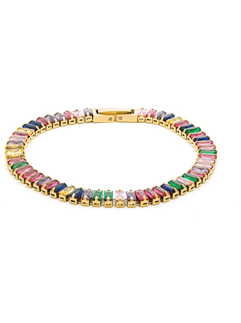 Luxenter Bracelet en zircon multicolore fini et plaqué or 18k - Gorys Multicolore - Kiabi