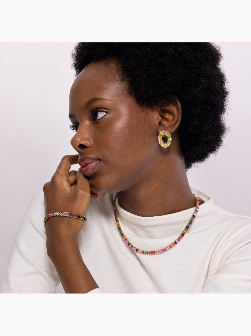 Luxenter Bracelet en zircon multicolore fini et plaqué or 18k - Gorys Multicolore - Kiabi