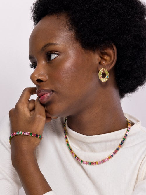 Luxenter Bracelet en zircon multicolore fini plaqué or jaune 18 carats - Gorys - Kiabi