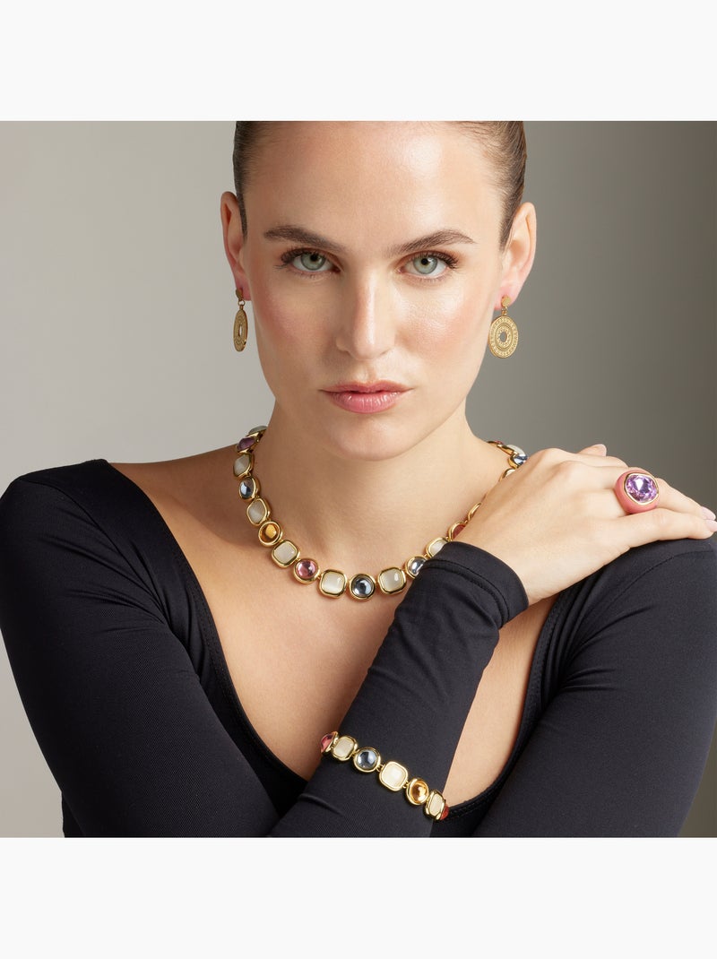 Luxenter Collier de cristal multicolore fini et plaqué or 18k - Mante Multicolore - Kiabi