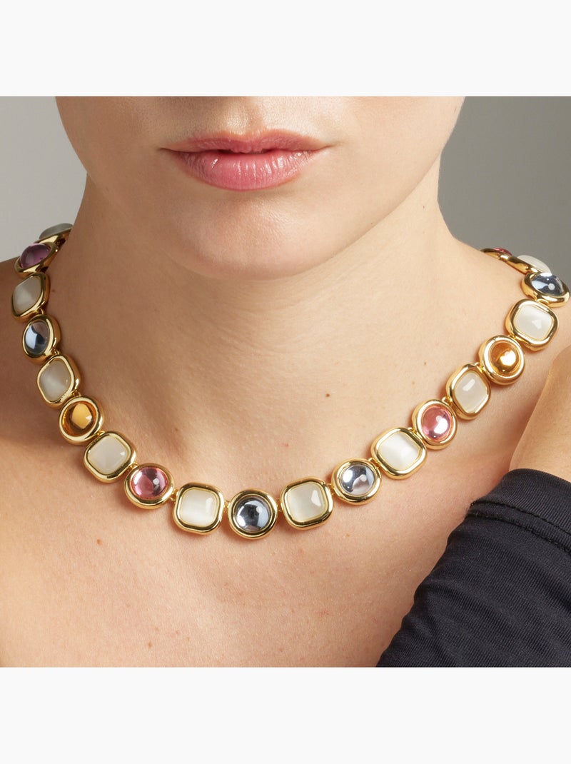 Luxenter Collier de cristal multicolore fini et plaqué or 18k - Mante Multicolore - Kiabi
