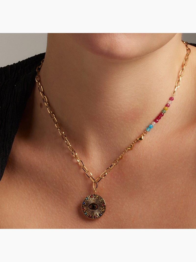 Luxenter Collier de cristal multicolore fini et plaqué or 18k - Targey Multicolore - Kiabi