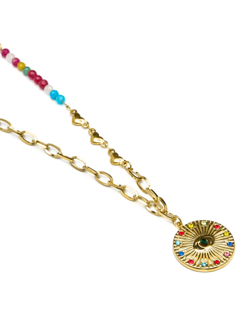 Luxenter Collier de cristal multicolore fini et plaqué or 18k - Targey Multicolore - Kiabi