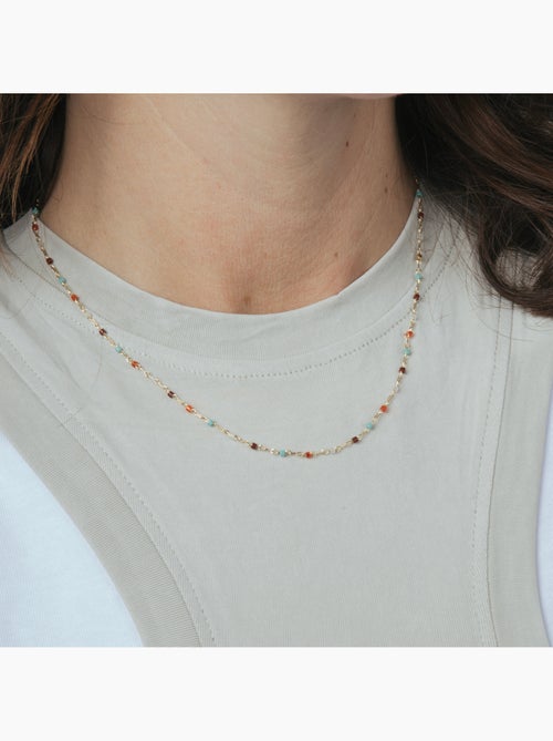 Luxenter Collier de quartz hydrothermal multicolore et plaqué or 18k - Nespo - Kiabi