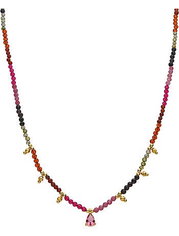 Luxenter Collier de tourmaline multicolore et plaqué or 18k - Baim