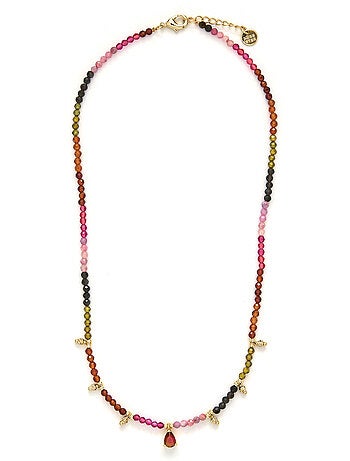 Luxenter Collier de tourmaline multicolore et plaqué or 18k - Baim