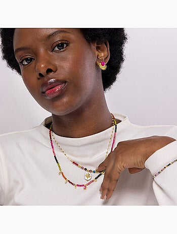 Luxenter Collier de tourmaline multicolore et plaqué or 18k - Baim