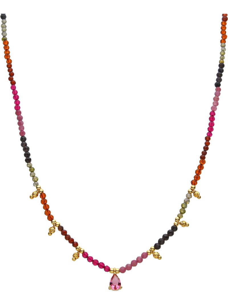 Luxenter Collier de tourmaline multicolore et plaqué or 18k - Baim Multicolore - Kiabi