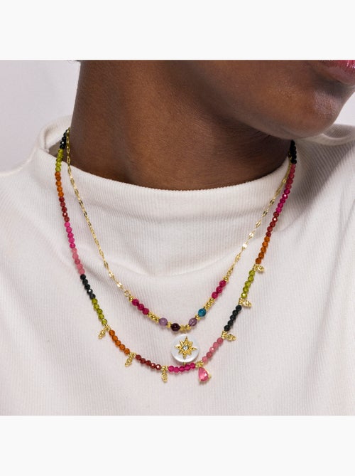 Luxenter Collier de tourmaline multicolore et plaqué or 18k - Baim - Kiabi