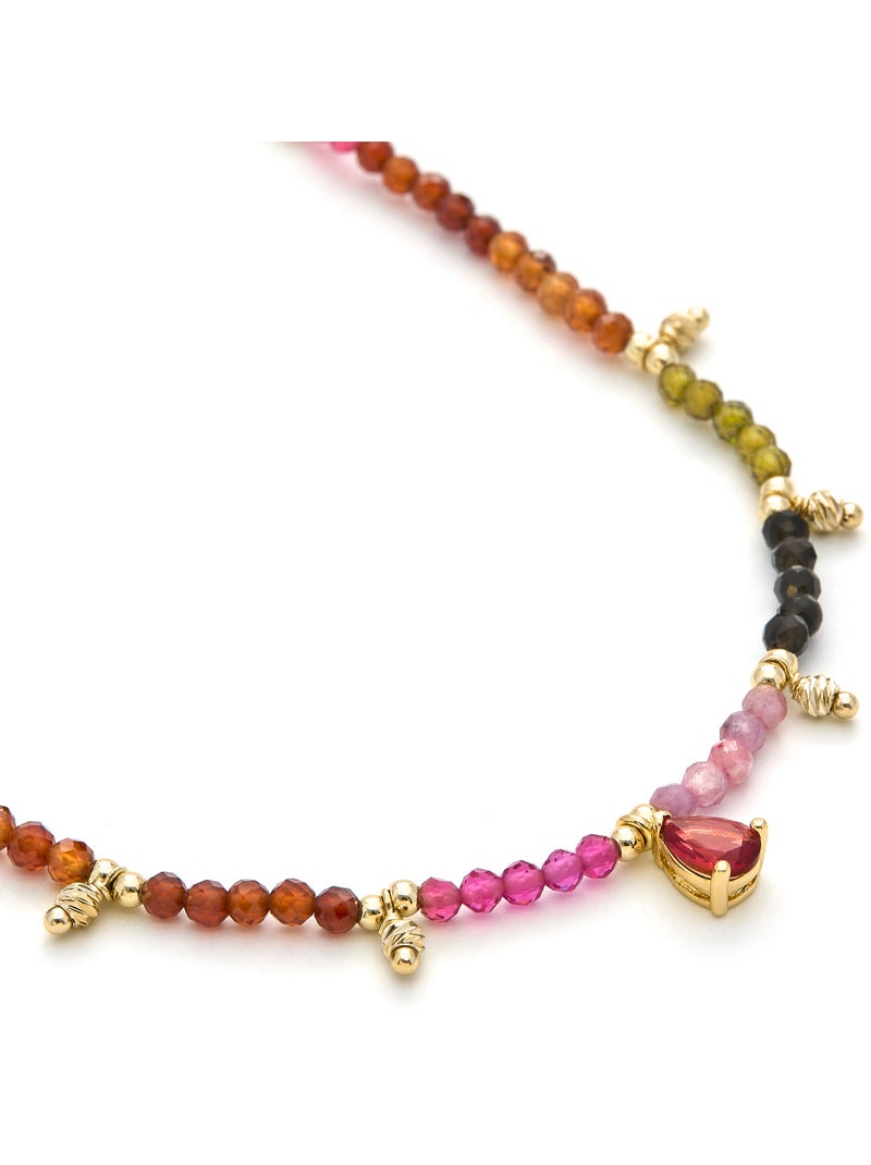 Luxenter Collier de tourmaline multicolore et plaqué or 18k - Baim Multicolore - Kiabi