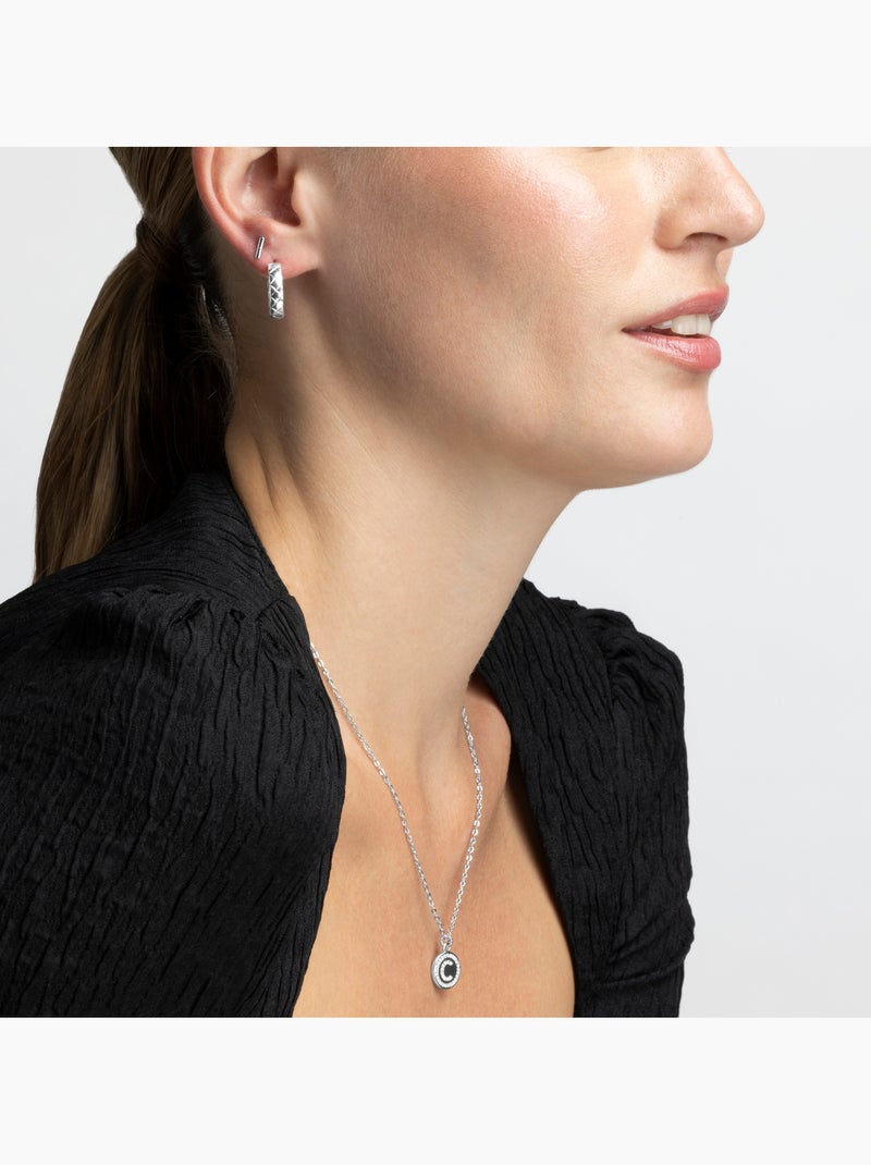 Luxenter Collier de zirconium brillant plaqué rhodium - Alphabet Argent - Kiabi