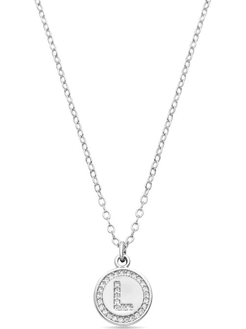 Luxenter Collier de zirconium brillant plaqué rhodium - Alphabet - Kiabi