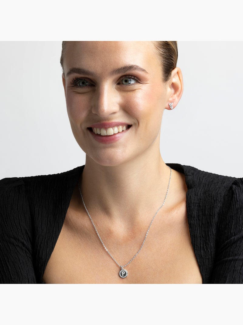 Luxenter Collier de zirconium brillant plaqué rhodium - Alphabet Blanc - Kiabi