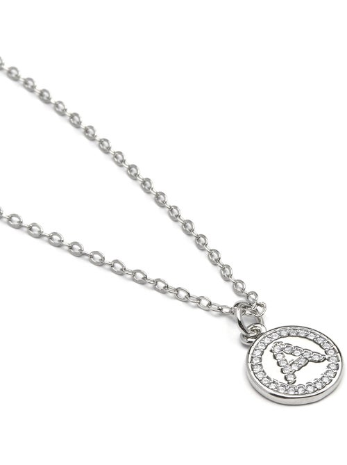 Luxenter Collier de zirconium brillant plaqué rhodium - Alphabet - Kiabi
