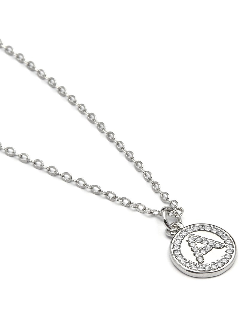 Luxenter Collier de zirconium brillant plaqué rhodium - Alphabet Blanc - Kiabi