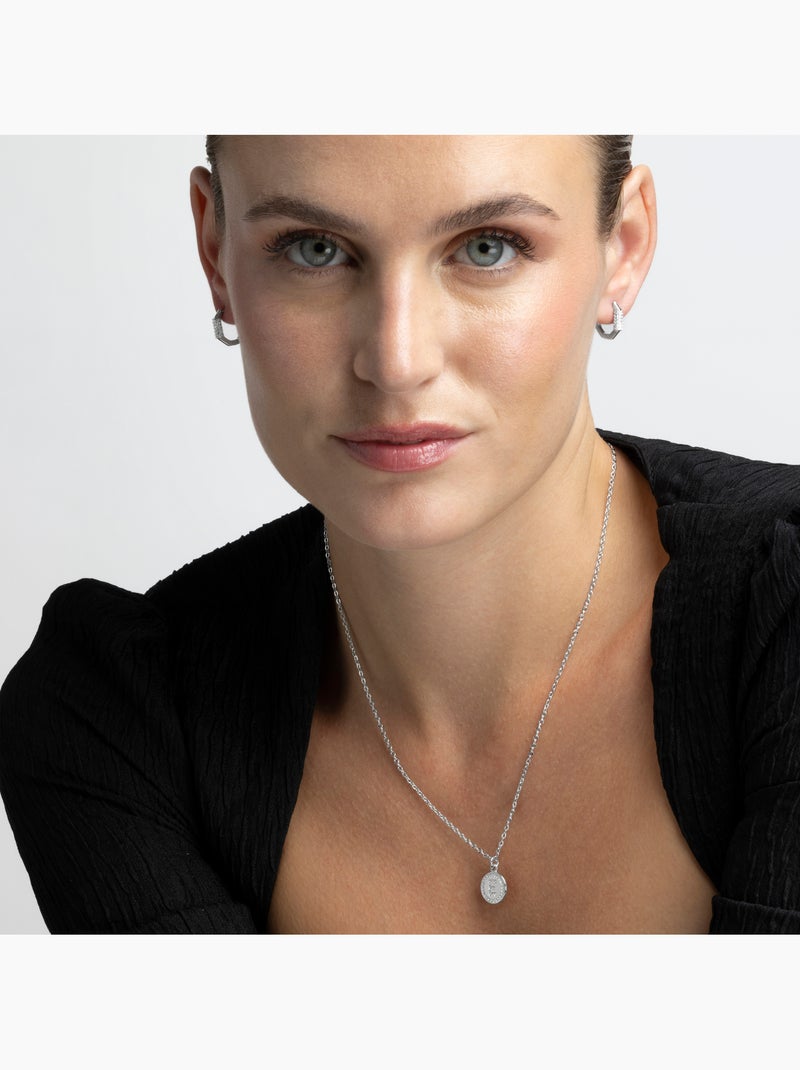 Luxenter Collier de zirconium brillant plaqué rhodium - Alphabet Blanc - Kiabi