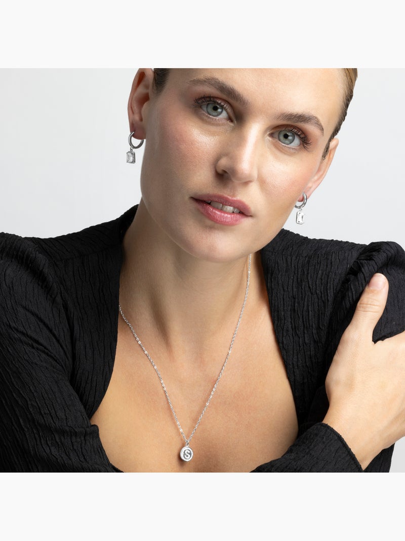 Luxenter Collier de zirconium brillant plaqué rhodium - Alphabet Blanc - Kiabi