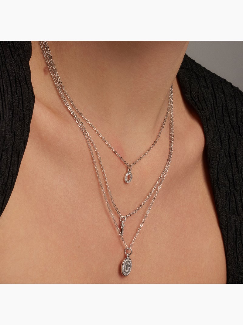 Luxenter Collier de zirconium brillant plaqué rhodium - Alphabet Blanc - Kiabi