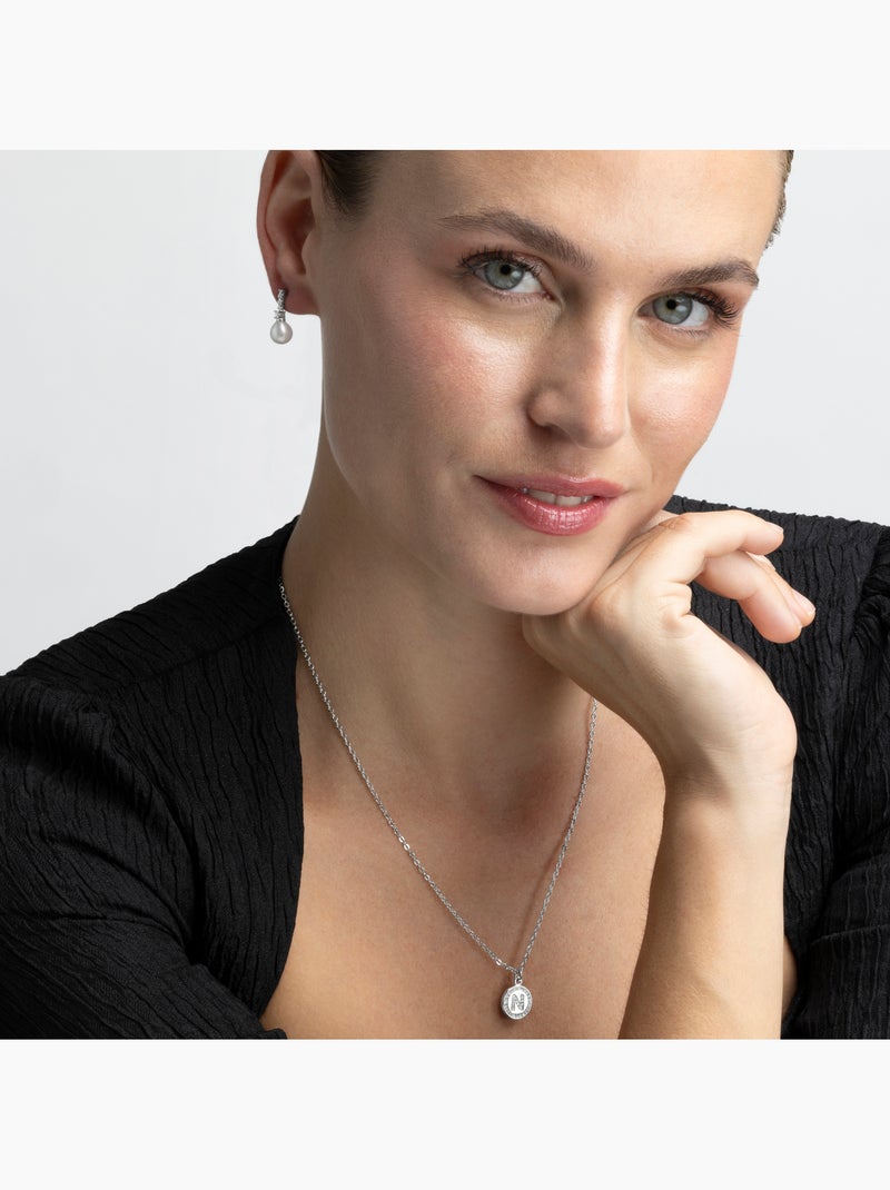 Luxenter Collier de zirconium brillant plaqué rhodium - Alphabet Blanc - Kiabi