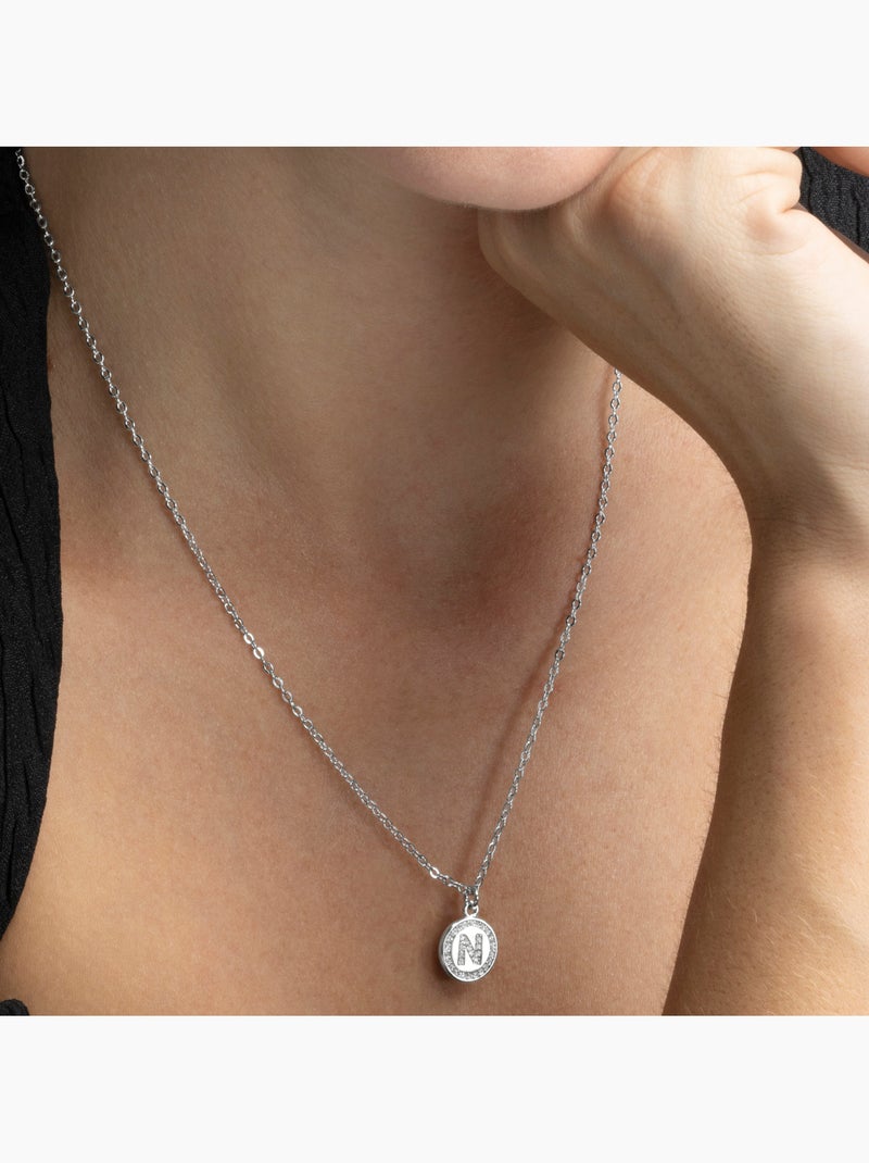 Luxenter Collier de zirconium brillant plaqué rhodium - Alphabet Blanc - Kiabi