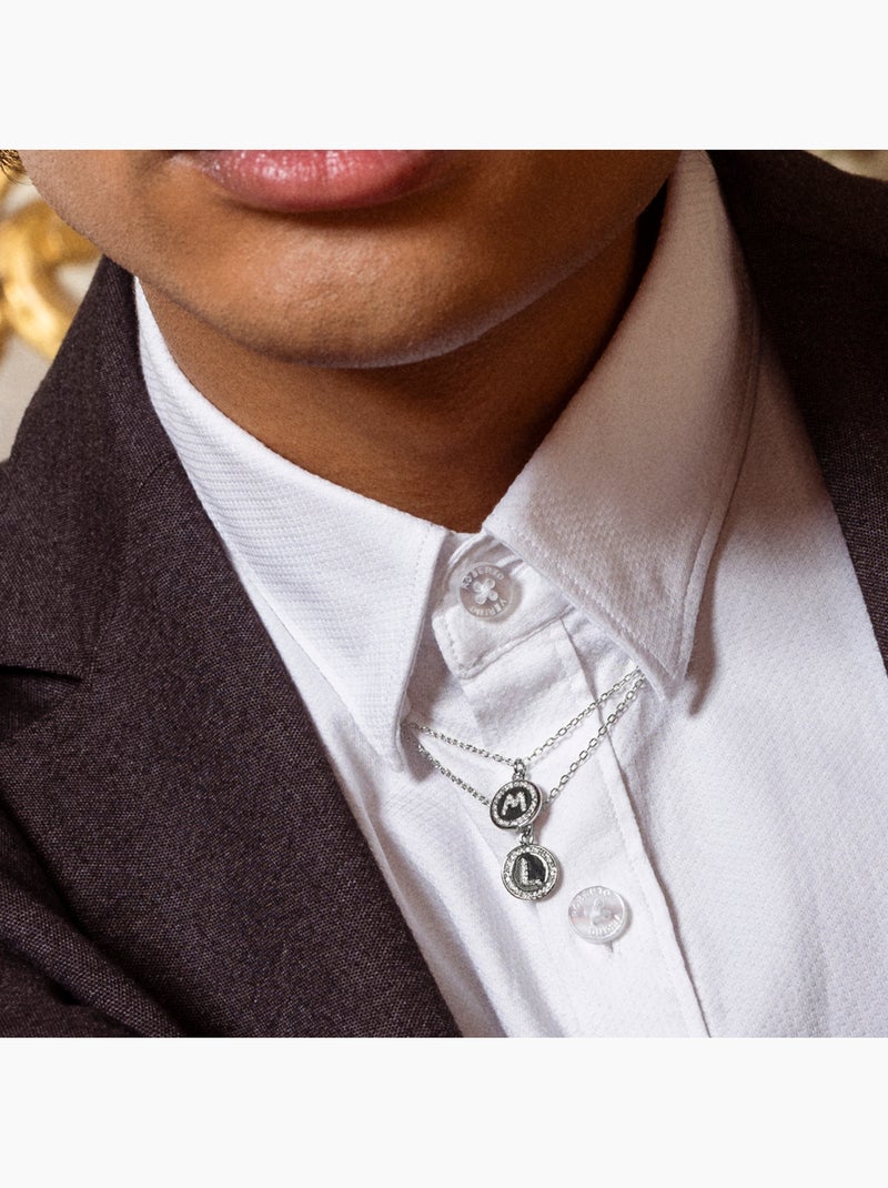 Luxenter Collier de zirconium brillant plaqué rhodium - Alphabet Blanc - Kiabi