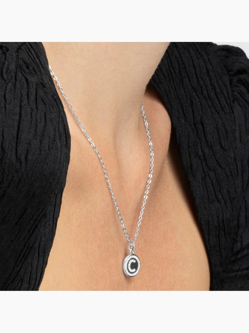 Luxenter Collier de zirconium brillant plaqué rhodium - Alphabet - Kiabi