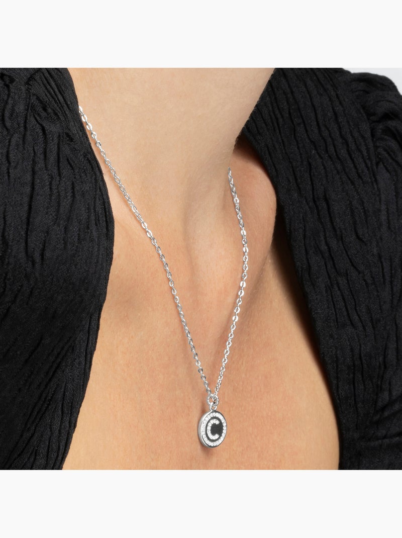 Luxenter Collier de zirconium brillant plaqué rhodium - Alphabet Blanc - Kiabi