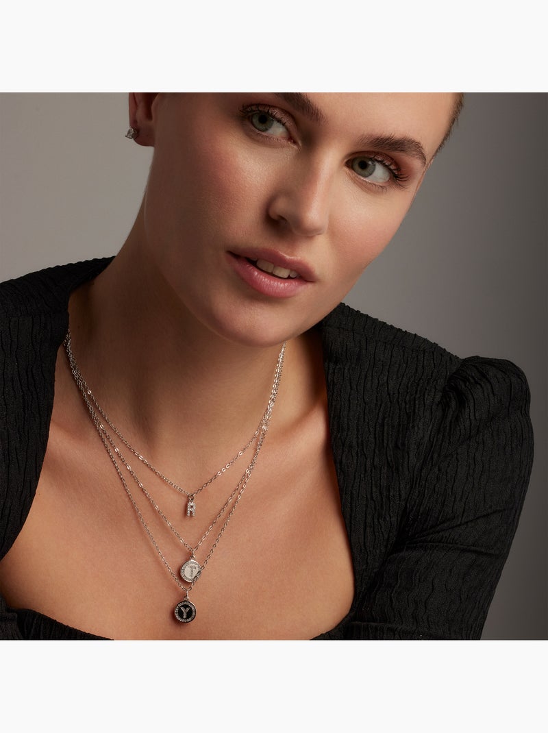 Luxenter Collier de zirconium brillant plaqué rhodium - Alphabet Blanc - Kiabi